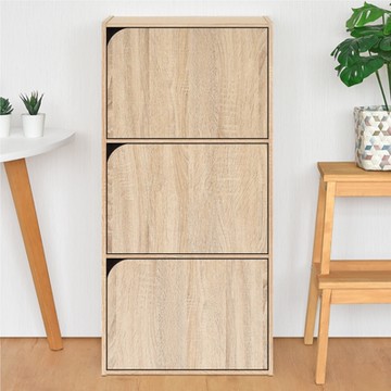 HOPMA家具 簡約三門收納櫃 台灣製造 置物櫃 書櫃 三門櫃 三層櫃-寬41.5 X 深30 X 高89.5cm；內徑深度27cm