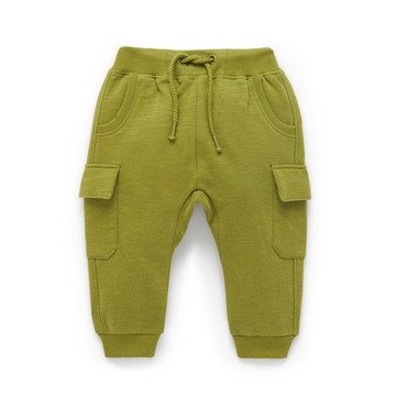澳洲Purebaby有機棉男童休閒長褲12M~4T 棕櫚綠