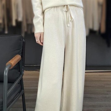 【巴黎精品】羊毛長褲針織休閒褲-韓版高腰抽繩直筒女褲子5色a1if31