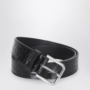 Toni Croc belt in black patent leather with silver-tone hardware