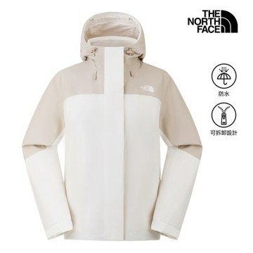 【The North Face 官方旗艦】北面女款棕色DRYVENT防水抓絨內裡三合一外套｜8CK3SP8