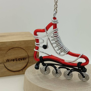 直排輪鑰匙圈 Rollerblades Keychain 流線造型 純手工鋁線創作