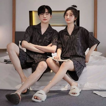 情侶夏季純棉家居服輕鬆版型潮流套裝 男睡衣 短袖睡衣 冰涼睡衣 家居服 莫代爾睡衣 牛奶絲絨睡衣