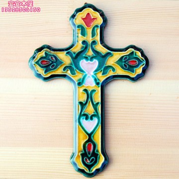 陶瓷工藝家居教堂汽車裝飾耶穌受難十字架擺件設基督教天主教禮物1入