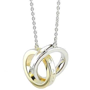 TIFFANY 1837系列-18K金混搭純銀雙戒環墜飾項鍊