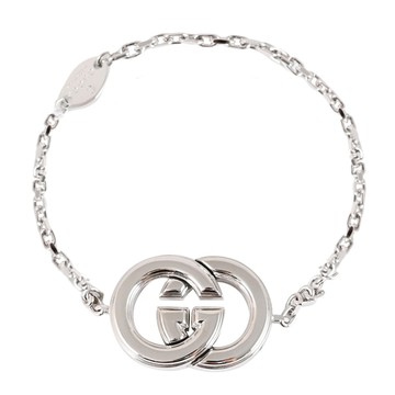 GUCCI 837162 Interlocking G 磁吸互扣式標誌墜飾手鍊.銀