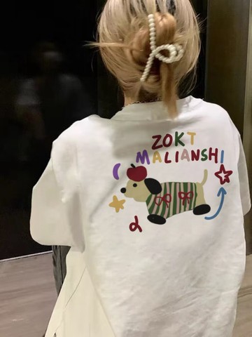 美式正肩短袖T恤新款夏季設計感小眾寬鬆半袖體恤 女生上衣 慵懶風 男生短袖 oversize寬鬆 韓版短T 圓領半袖
