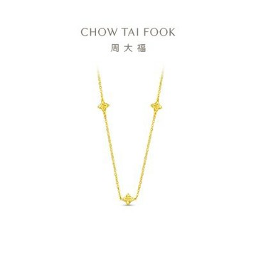 【周大福】ING系列 四芒星黃金項鍊_計價黃金(鍊長40cm)