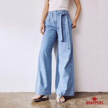 BRAPPERS 女款 Boy Friend系列-高腰全棉寬褲-淺藍