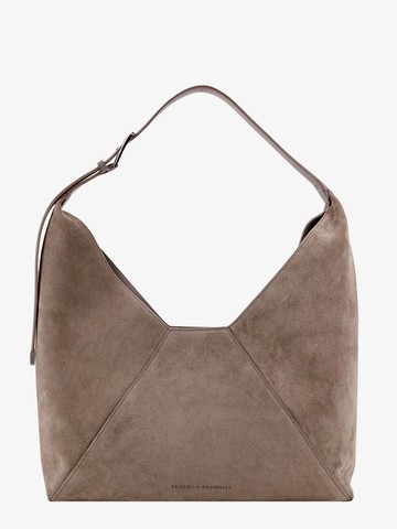 Suede shoulder bag with engraved logo - BRUNELLO CUCINELLI - gender_Woman