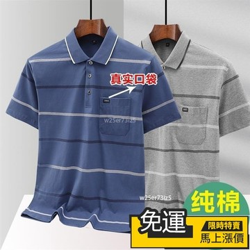 🔥台灣熱賣🔥2款 6色純棉短袖polo衫 中年男士純棉短袖T恤 短袖polo男 爸爸裝 夏季薄款polo衫 休閒