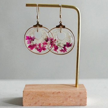 全新壓花樹脂耳飾 滴膠花耳飾 仙氣花耳飾