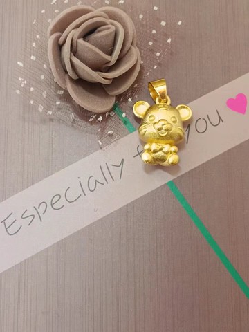 越南沙金蝴蝶結老虎吊墜女款黃銅鍍真金24k真空電鍍