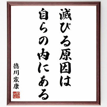 德川家康名言「滅びる原因は自らの內にある（滅亡的原因在於自身內部）」手寫書法色紙裱框/訂購後親筆揮毫 (Z2749)