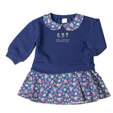 akachan honpo - 假兩件洋裝-深藍色