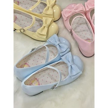 【現貨】低跟甜心小卷 花卷炒飯可愛少女圓頭蝴蝶結lolita鞋
