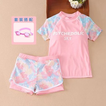 ✨壹灣出貨✨臺灣出貨兒童泳衣女童 分體網紗溫泉專業遊泳衣 中大童女孩泳裝2025年新款