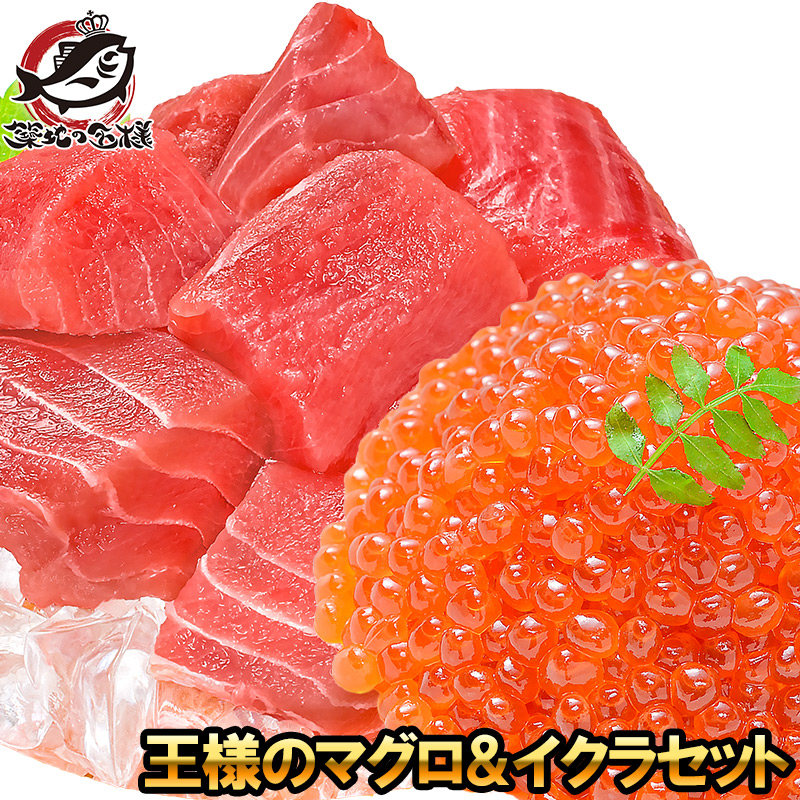 王様のマグロ＆イクラセット まぐろぶつ切り500g＆北海道産いくら100g 最高級の一番手！イクラ醤油漬け＆たっぷりのメバチまぐろ いくら丼 イクラ丼 まぐろ丼 マグロ丼 鮪丼 海鮮丼 築地市場 豊洲市場 おせち 単品おせち ギフト