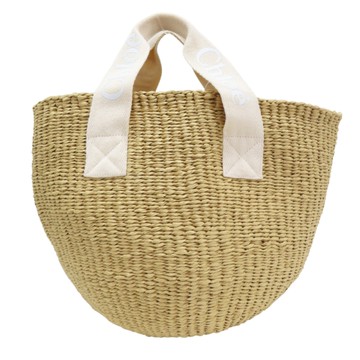 Chloe 克羅伊 米色 草編 Woody Basket 手提包 【二手名牌BRAND OFF】