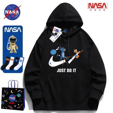 NASA官方旗艦衛衣連帽男士加絨加厚春秋冬款青少年高級感美式外套