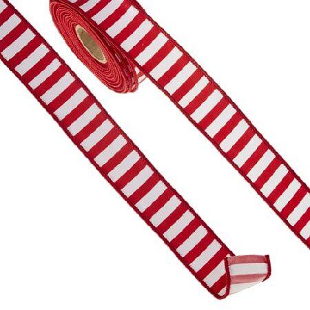 Raz Imports Ribbon 2023 1.5" X 10 Yards Red and White Striped Wired Ribbon