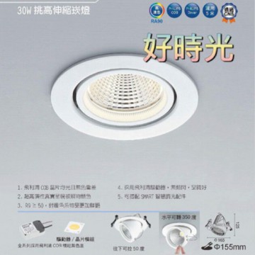 舞光 LED 30W 15.5cm 挑高伸縮崁燈 崁燈 伸縮 筒燈 15.5公分 155mm 30瓦 飛利浦