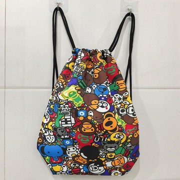 高品質精品 帆布卡通抽繩揹包女男學生雙肩束口袋韓版個性可愛旅行騎車 包包 時尚 背包 旅行背包 帆布背包 旅遊包包