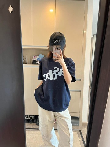 美式高街夏季學院風純棉短t卹oversize寬鬆校園女短袖上衣服潮ins