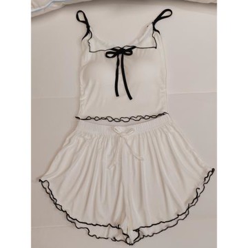 睡衣女夏季帶胸墊純欲風吊帶短褲兩件套新款甜美簡約莫代爾家居服