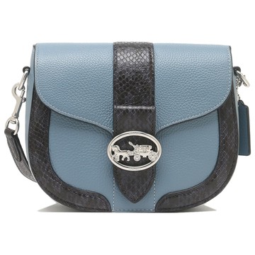 COACH - 拼接壓花皮革斜背馬鞍包 (藍)