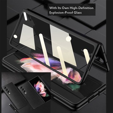 碳纖維Flod3手機殼三星Samsung Galaxy Z Flod 3 5G 折疊手機殼Flod3殼膜一體外屏保護1