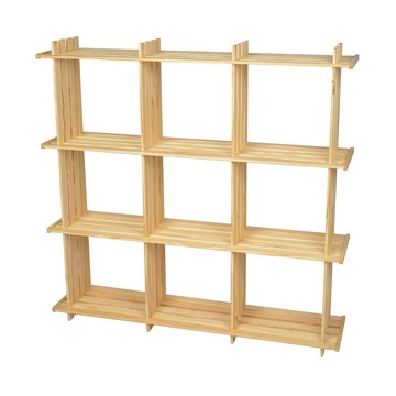 【LIFECODE】極簡風黃松木正九格架/實木置物架/書架/花架