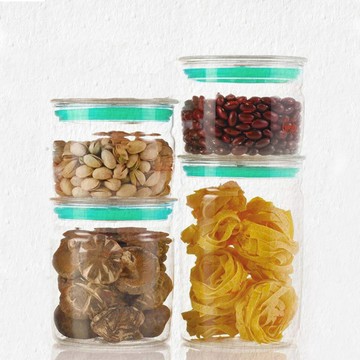 日本iwaki 4入圓形玻璃密封罐禮盒組