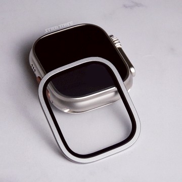 APPLE WATCH ULTRA 蘋果手錶保護殼 | 新版 金屬框鋼化玻璃保護貼/ 手錶保護貼－49mm