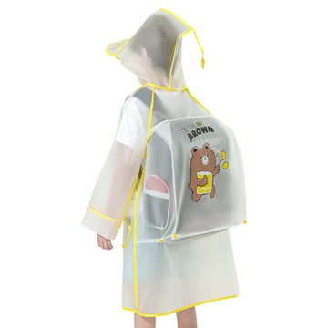 JoyNa - 兒童雨衣 加大帽簷加大隱形書包位置 幼兒雨衣-黃色薯片小熊