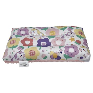 純棉可水洗兒童枕頭 Set 2 A面精梳純棉表布 B面100%法蘭絨 台灣製  43 x 28 x 6cm  花朵獨角獸 多色