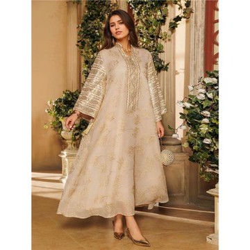 春夏新款流蘇樹葉刺繡中東穆斯林服裝長裙時尚優雅罩衫連衣裙長袍