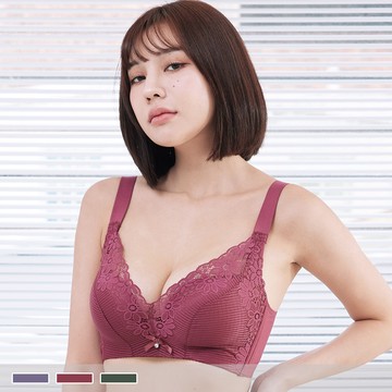 無鋼圈【D~E罩杯】典雅女爵 唯美蕾絲均勻薄襯柔滑透氣側背片 內衣 1957