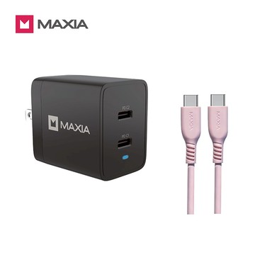 【MAXIA】氮化鎵GaN 47W急速快充組-粉線(MPC-A47W+MQC-250)