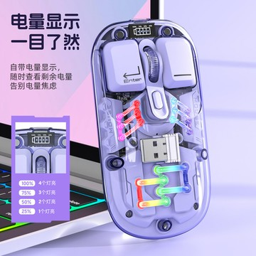 滑鼠 USB 筆電滑鼠 遊戲辦公通用蝰蛇BM200雙模滑鼠RGB發光透明游戲電競電腦辦公滑鼠