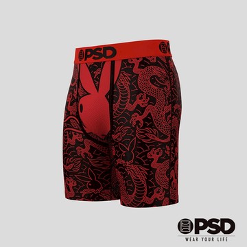 【PSD Underwear 官方旗艦店】PLAYBOY- 平口四角褲-龍-紅色