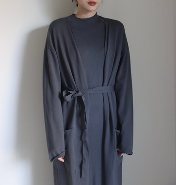 Whole garment knit belted coat