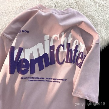 臺灣出貨春夏季新款韓版寬鬆短袖T恤女打底衫字母印花潮牌情侶裝上衣批髮 2NX2