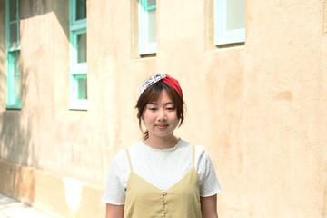 雙拼髮帶 / 白白花油 - 紅