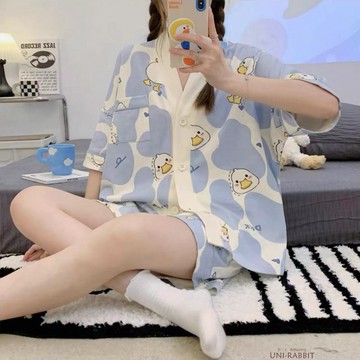 睡衣女夏季套裝短袖短褲甜美公主風學生兩件套睡衣家居服短袖睡衣短袖睡衣套裝女士短袖居家服女士短袖休閒服