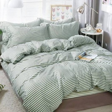 森綠條光 台灣製 舒柔棉 單人/雙人/加大 薄床包被套組