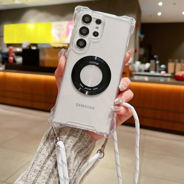 旅行者 四角開孔 掛繩 透明不發黃 適用於 三星 S23 S24 Ultra S23 S24 手機殼 保護殼 斜背掛繩