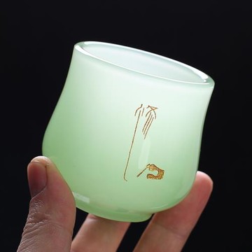 汝青玉瓷茶杯主人杯琉璃男女玻璃茶盞品茗杯功夫茶具個人專用單杯