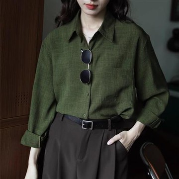 【米蘭精品】襯衫長袖上衣-設計感寬鬆復古春秋女裝74km30