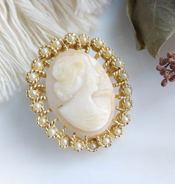 Vintage Jewelry 西洋古董飾品 RICHELIEU 古典 Cameo 貝雕 別針